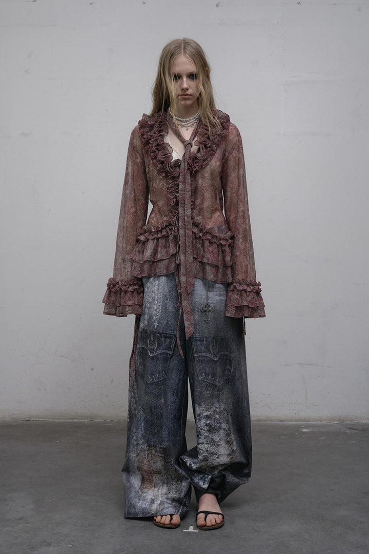 Sheer Ruffle Blouse