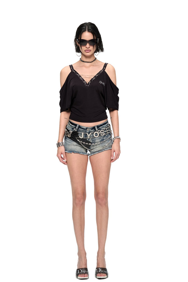V-Cut Chain Batwing Top