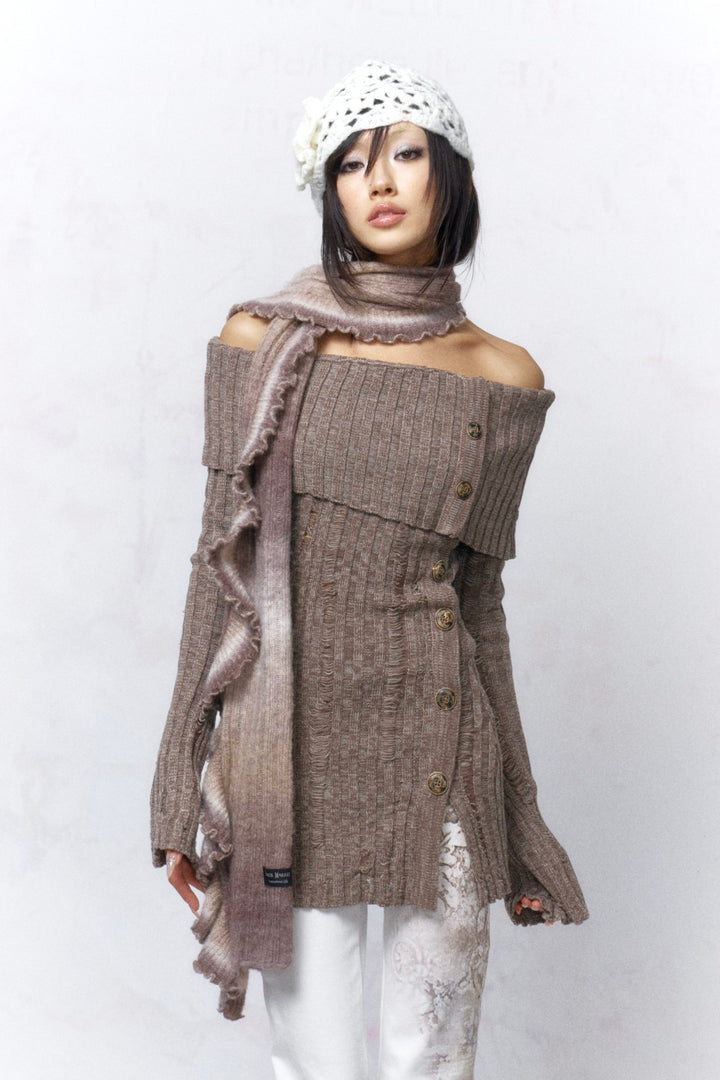 Vintage Ribbed Bardot Sweater