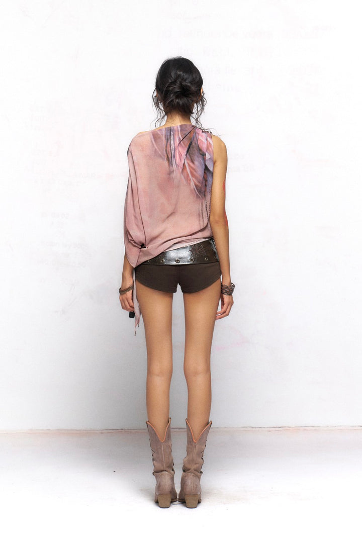 Feather Chiffon Batwing Top