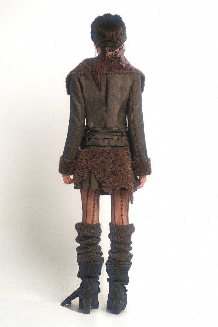 Embroidered Shearling Coat