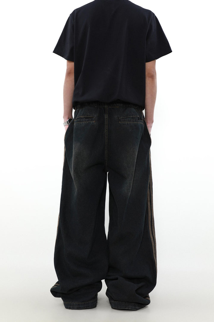 Striped Denim Track Jeans