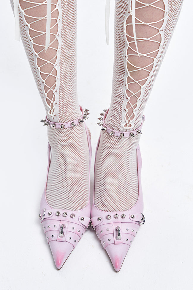 Blush Spiked Stiletto Heels