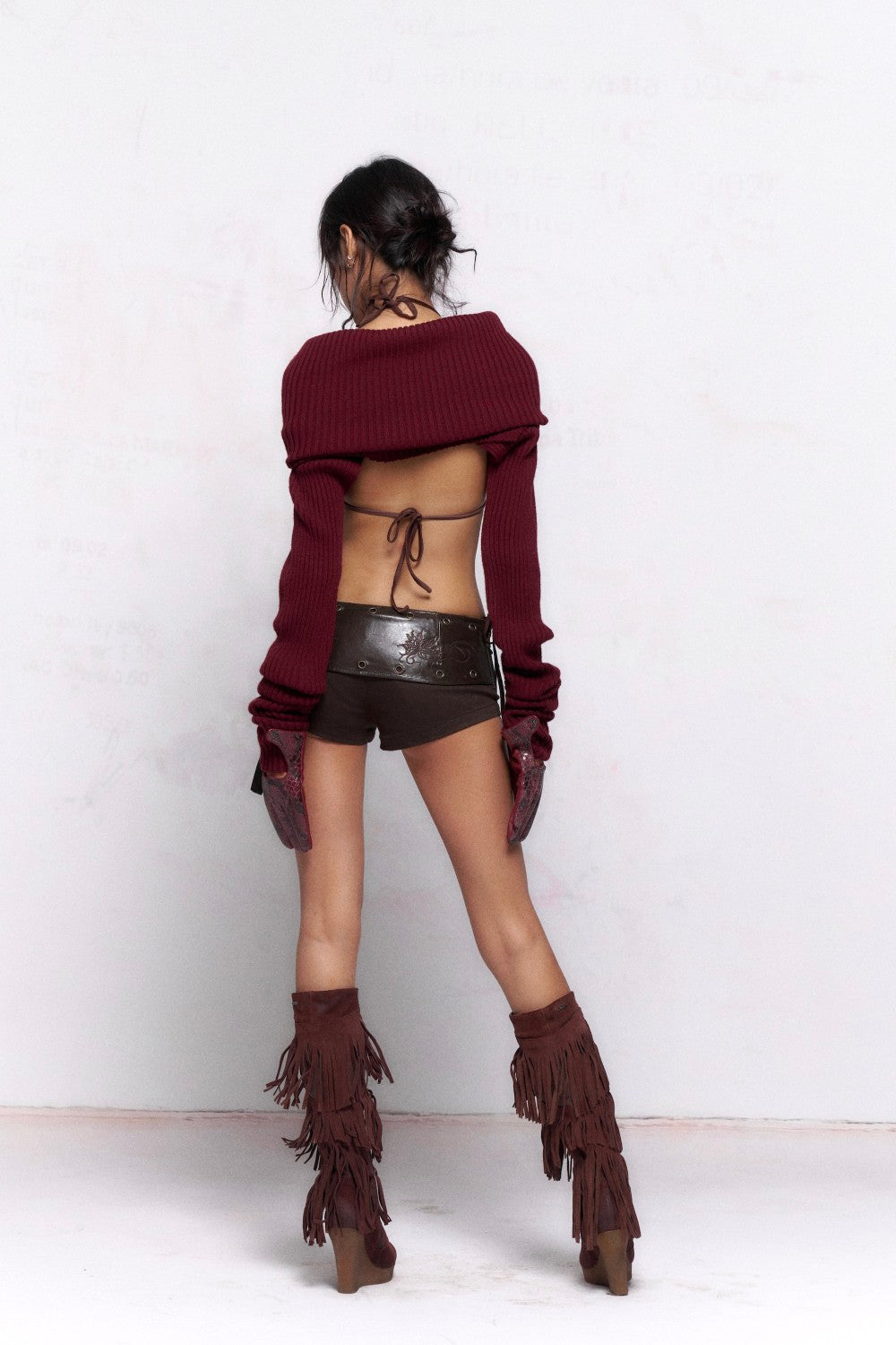 Cropped Fold Collar Sweater