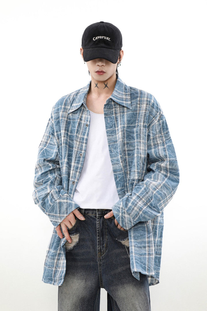 Washed Plaid Button-Up