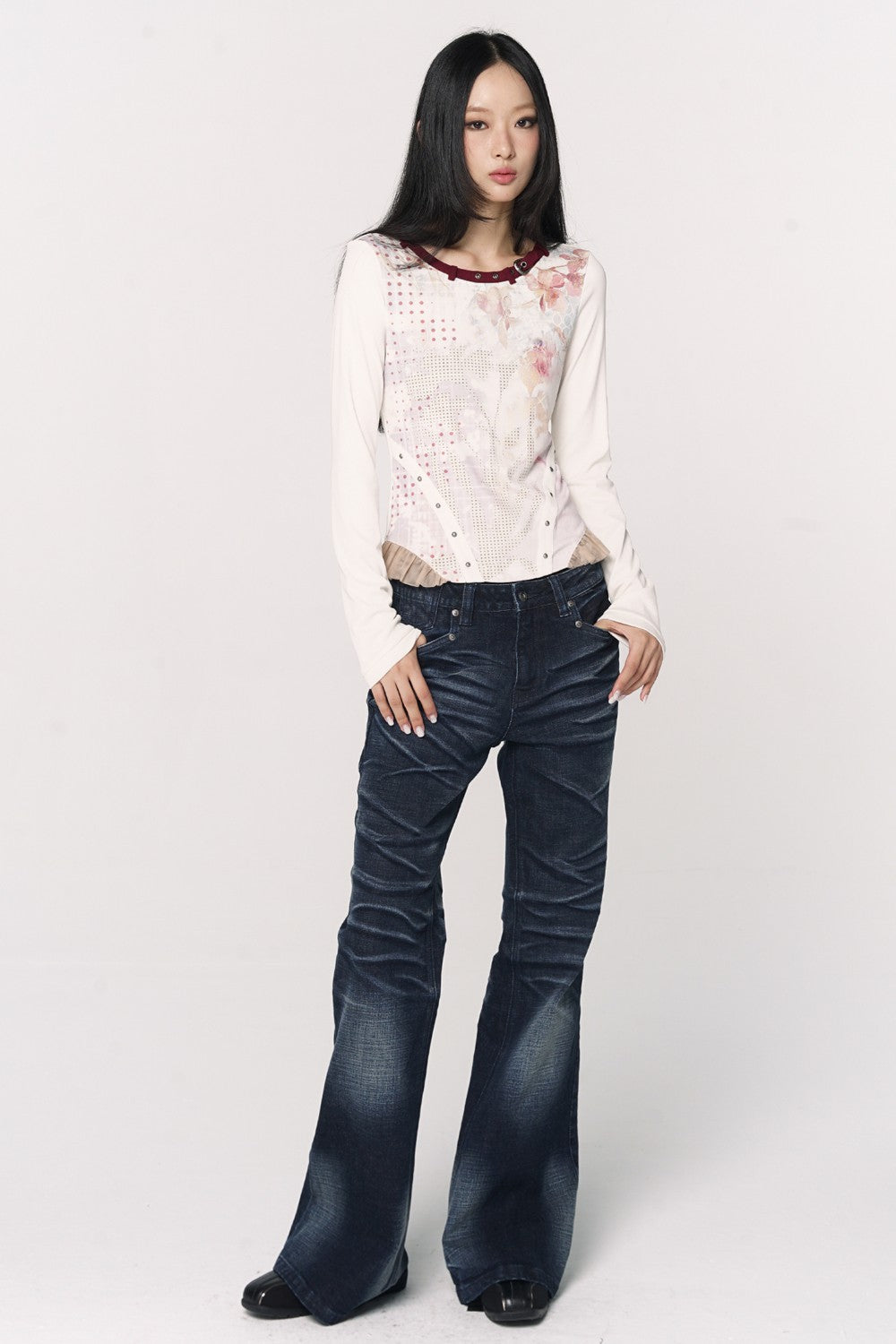 Monica Washed Flare Jeans