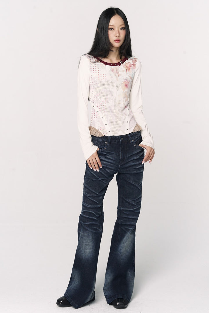 Monica Washed Flare Jeans