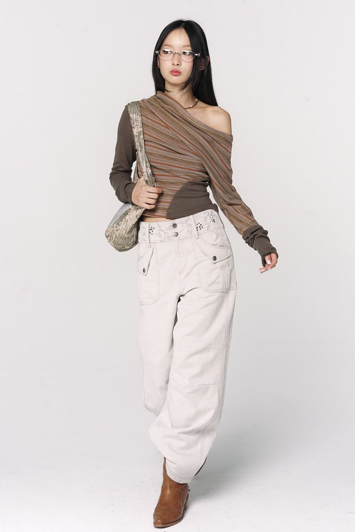 Jane Striped Off-Shoulder Top