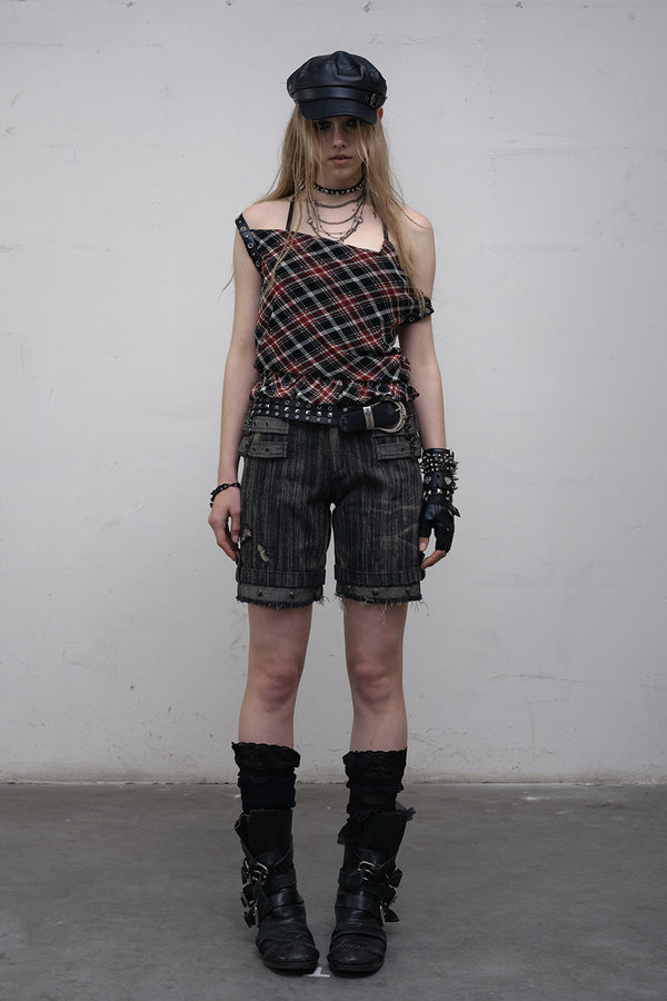 Striped Buckle Jorts