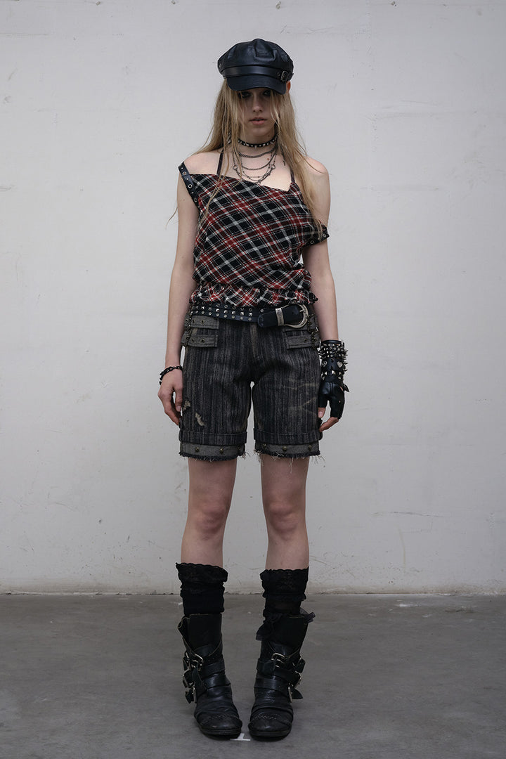 Striped Buckle Jorts