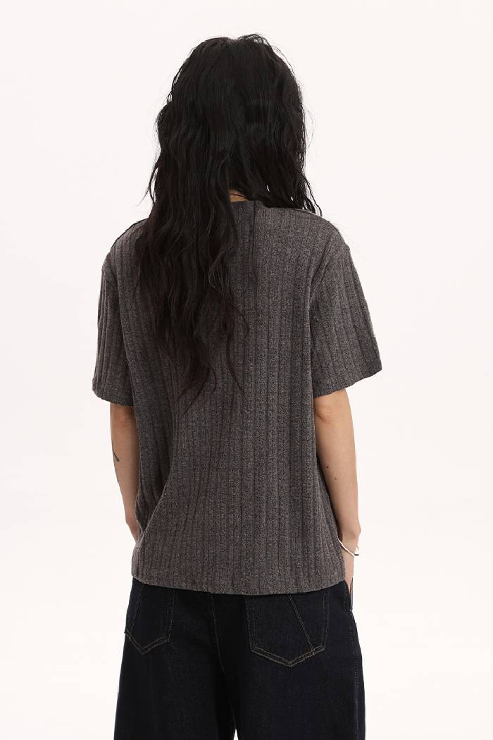 Slim Ribbed Knit Tee