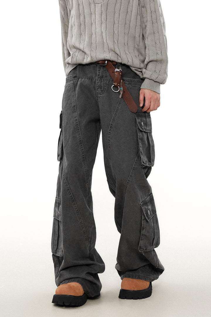 Wide-Leg Utility Cargo Pants