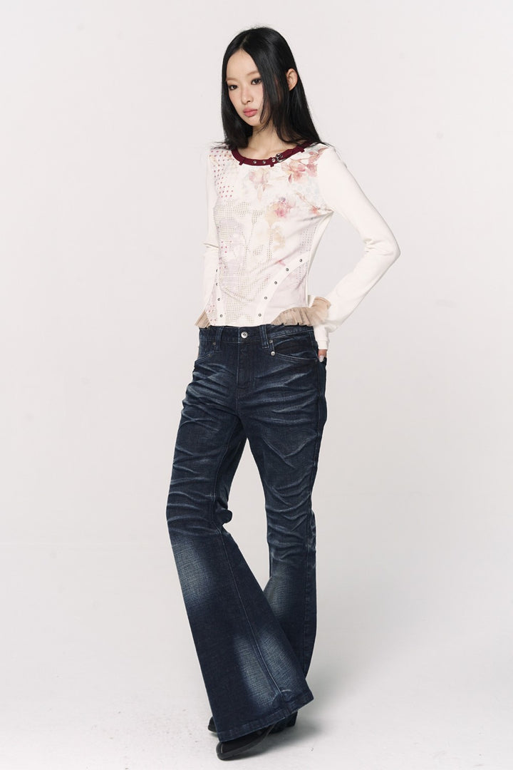Monica Washed Flare Jeans
