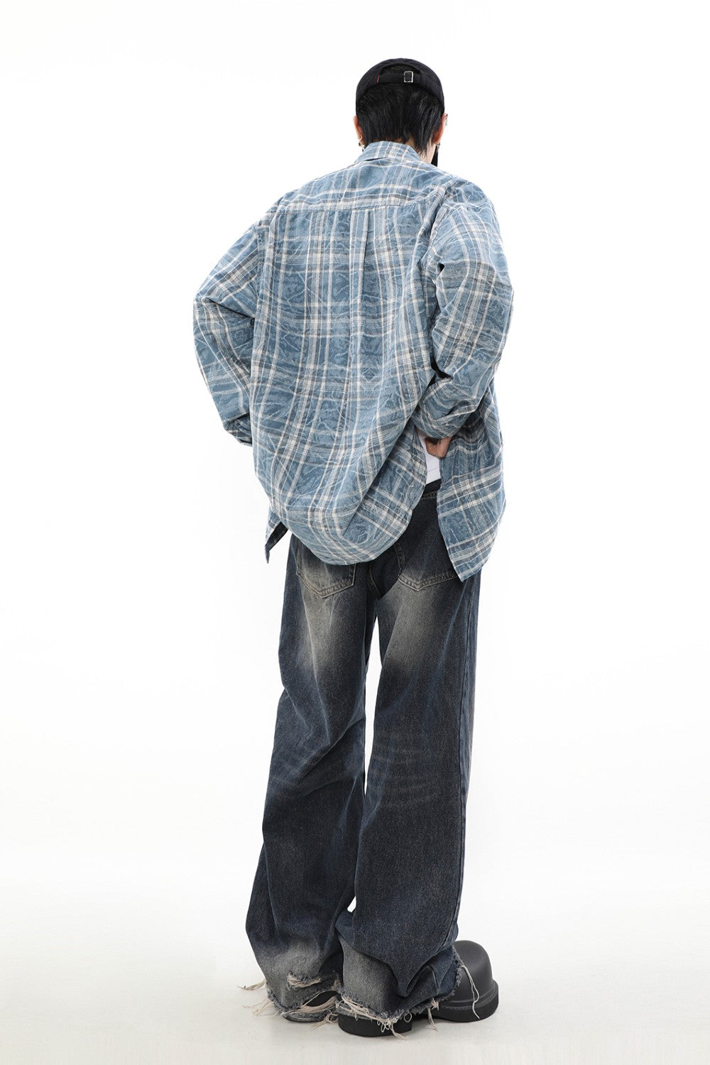 Washed Plaid Button-Up
