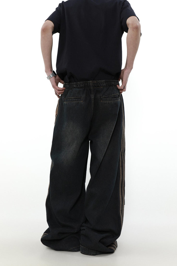 Striped Denim Track Jeans