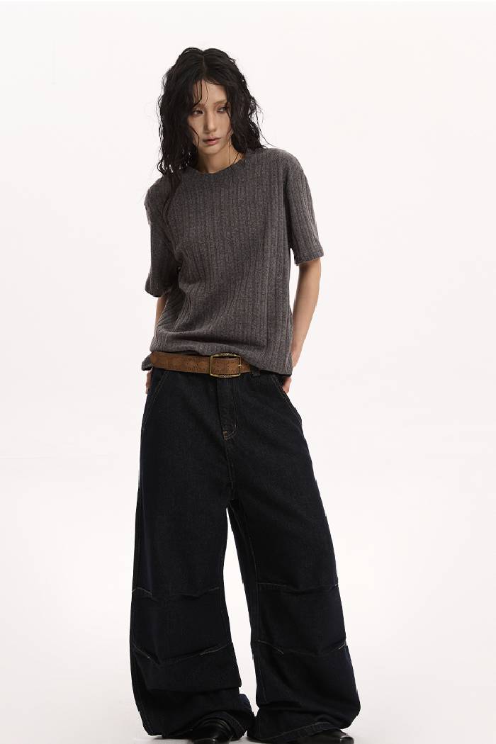 Slim Ribbed Knit Tee