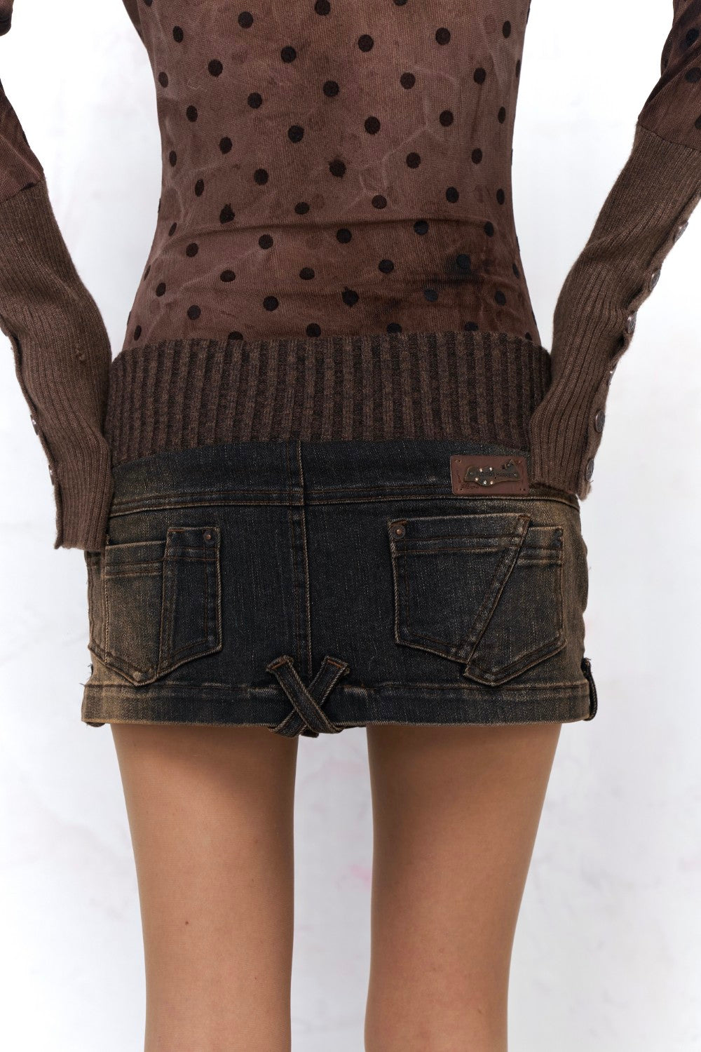 Kira Knit-Denim Mini Skirt