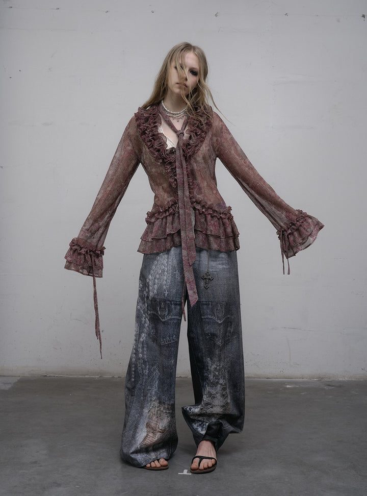 Sheer Ruffle Blouse