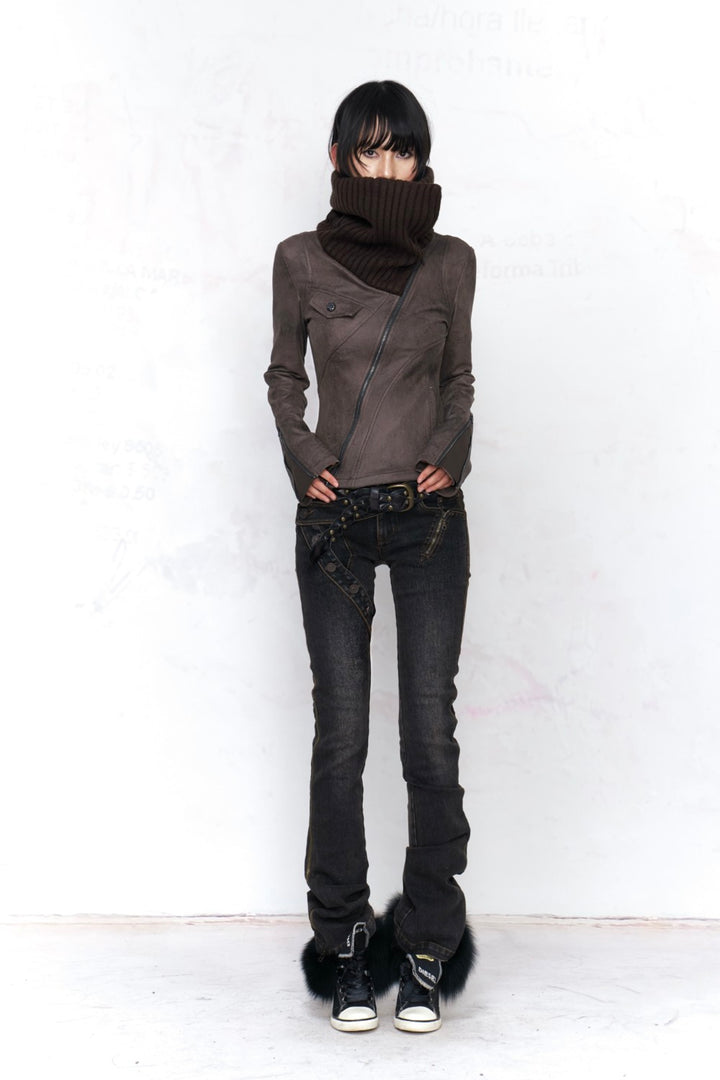 Suede Knit Collar Jacket