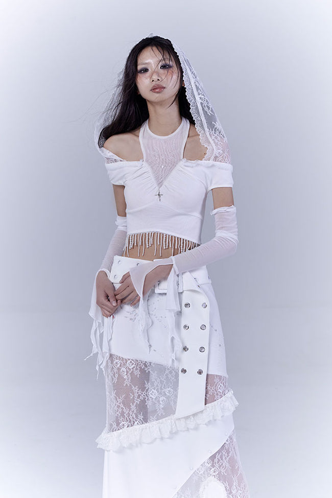 Sheer Ruffle Arm Sleeves