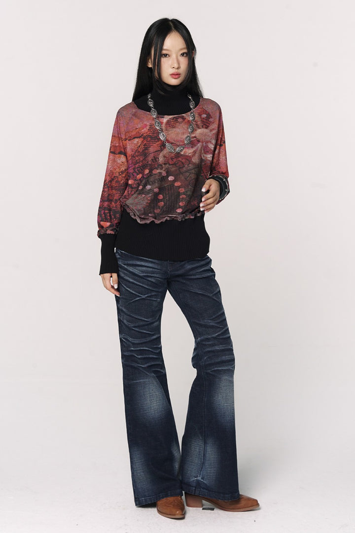 Cherry Lakeview Turtleneck Top