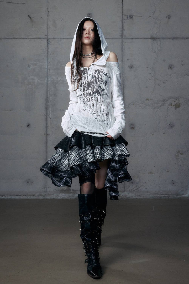 Grunge Layered Midi Skirt
