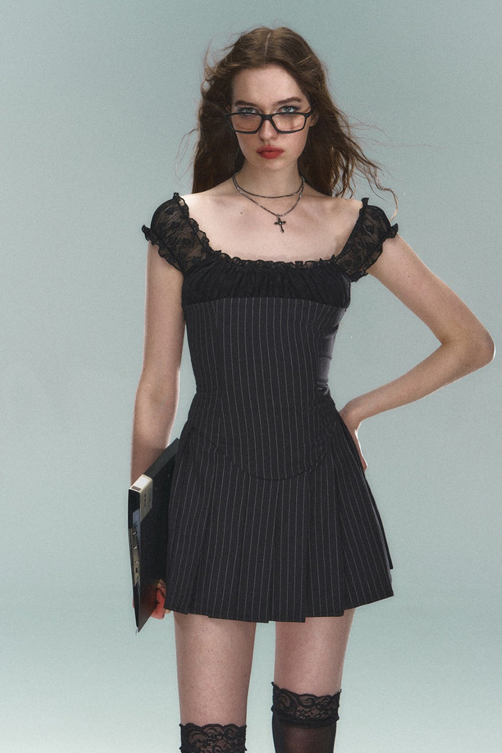 Pinstripe Lace Dress