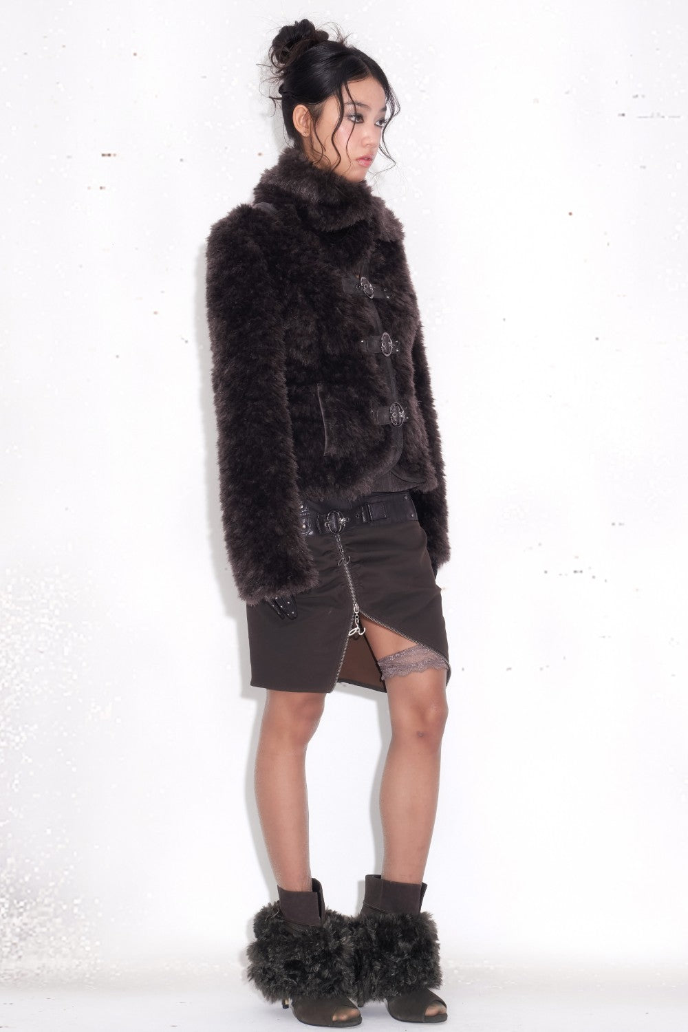 Kaia Buckled Fur Coat