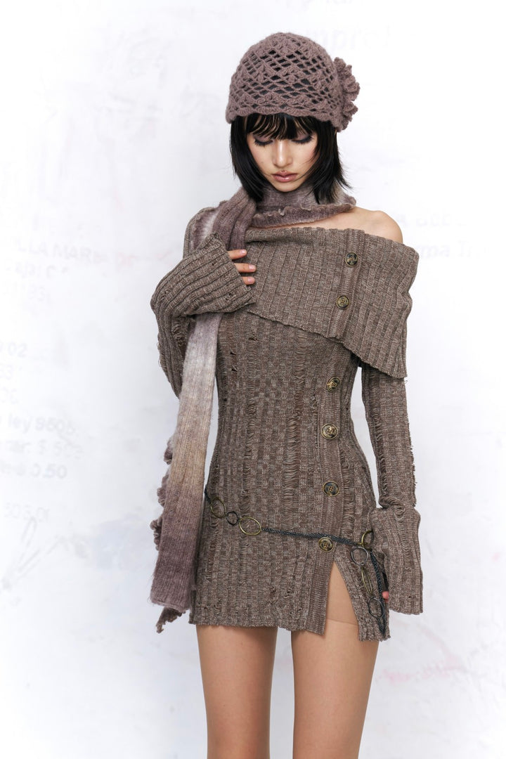 Vintage Ribbed Bardot Sweater