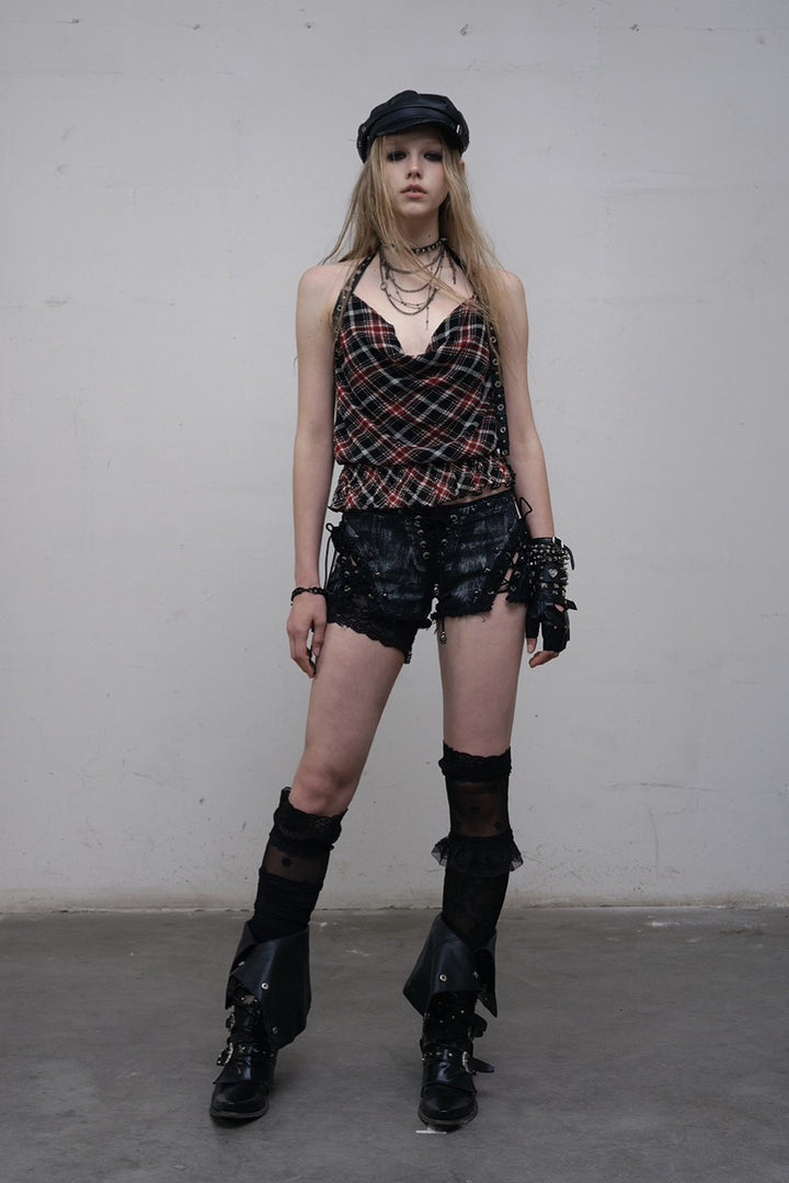 Draped Grommet Halter Top