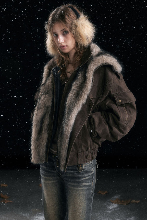 Rustic Fur Flight Jacket