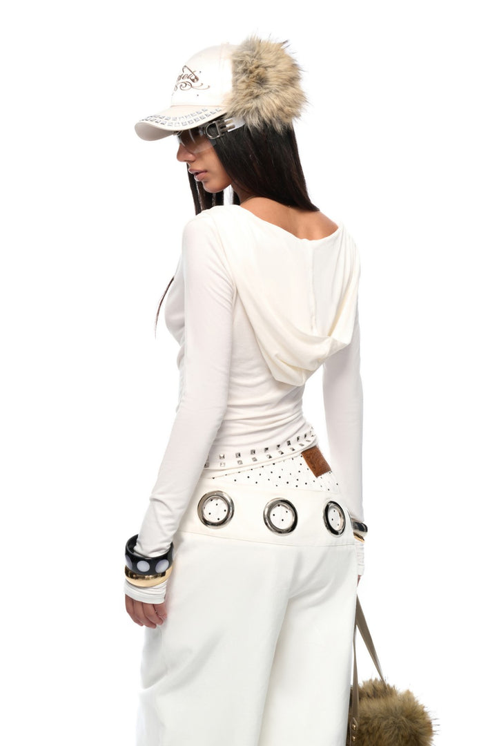 Hooded Stud Drape Shirt
