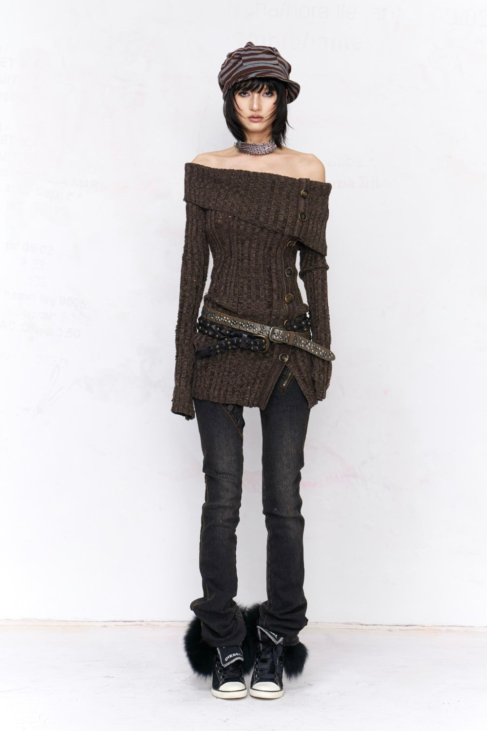 Vintage Ribbed Bardot Sweater