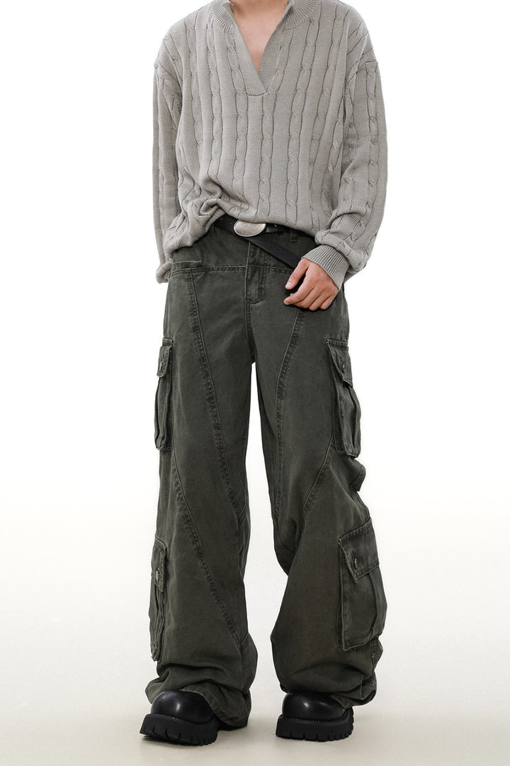 Wide-Leg Utility Cargo Pants