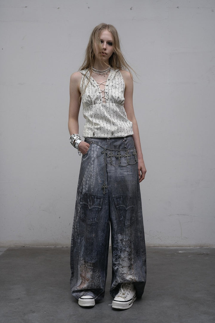 Hand-Painted Denim Jeans