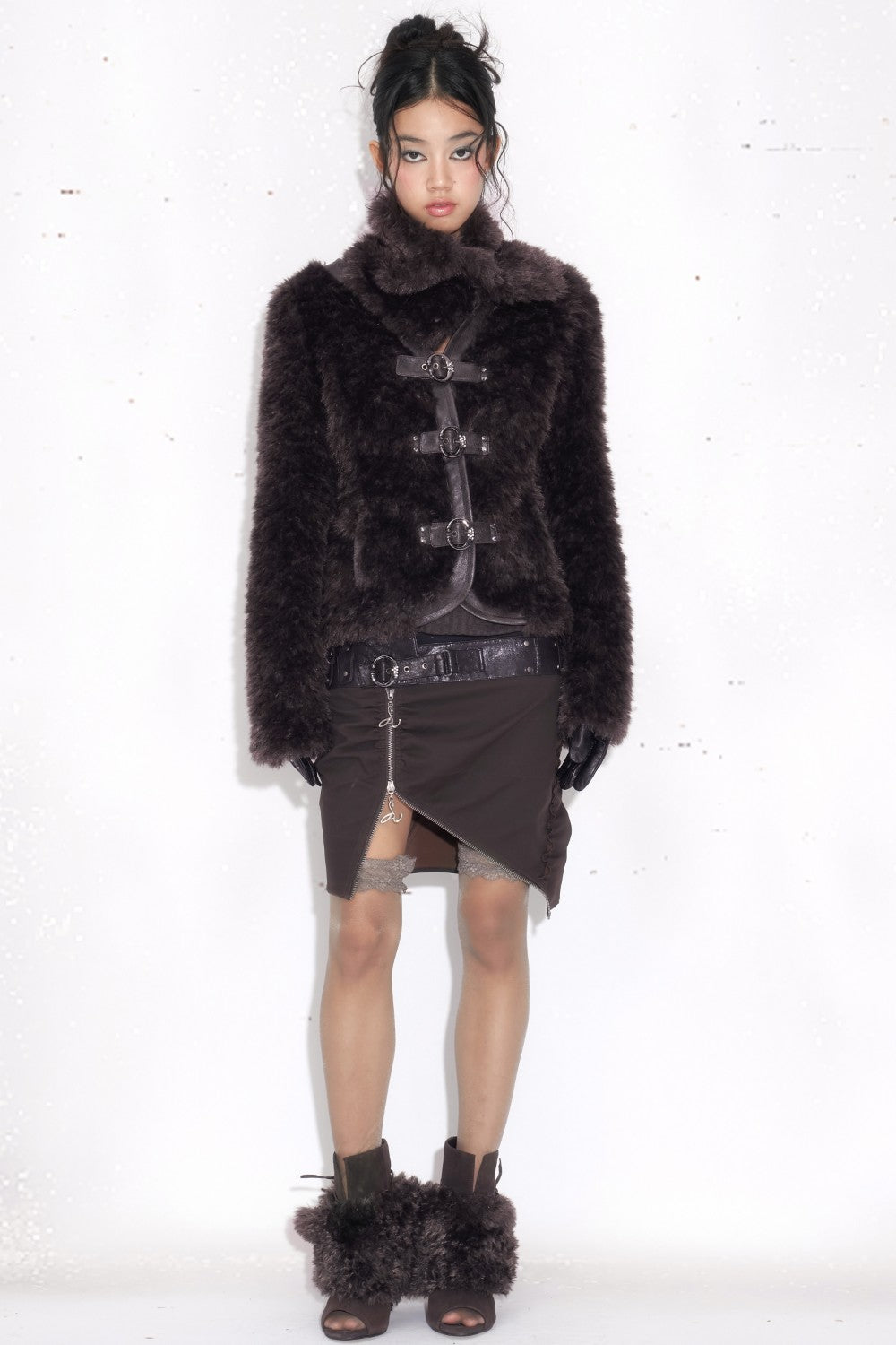 Kaia Buckled Fur Coat