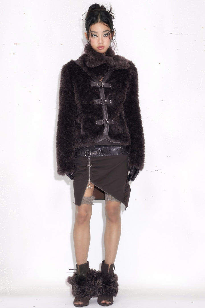Kaia Buckled Fur Coat