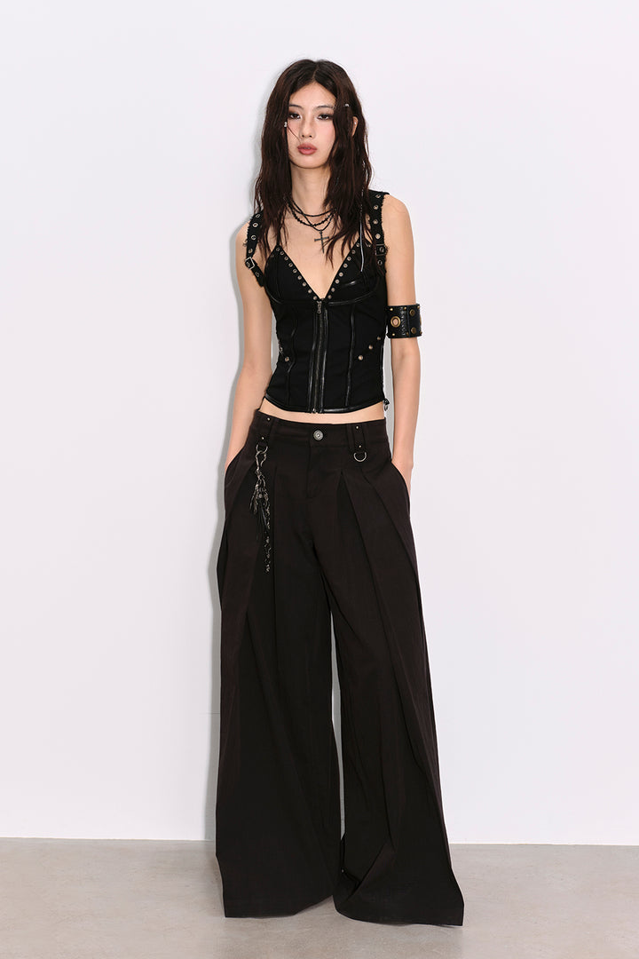 Eyelet Open-Back Zip Vest