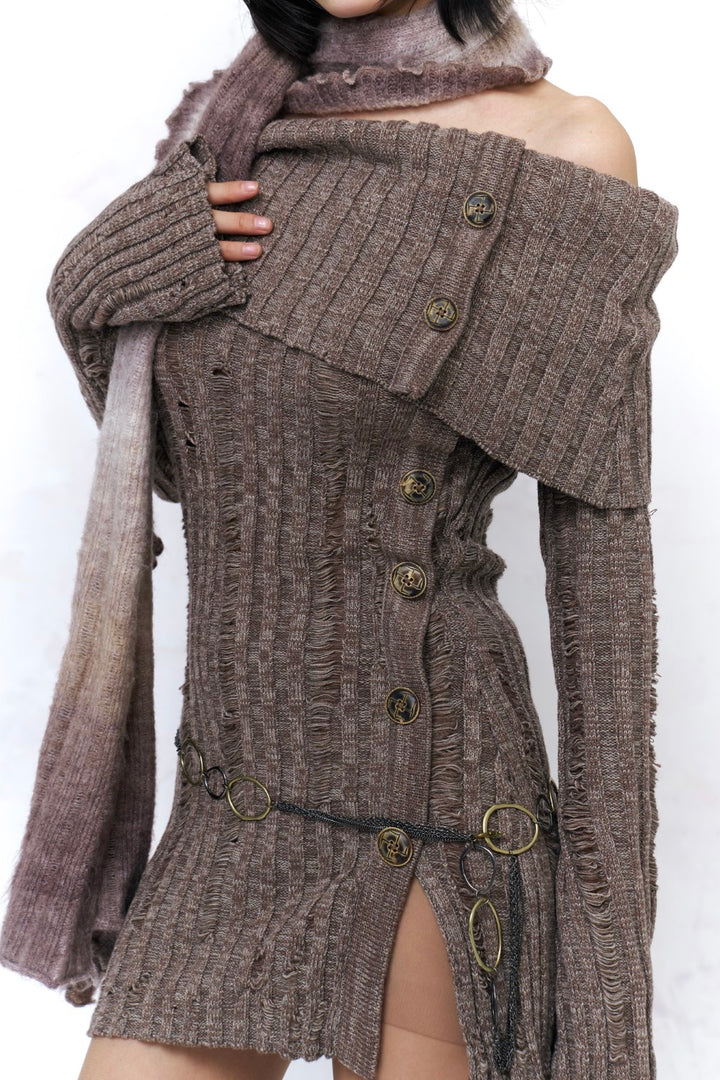 Vintage Ribbed Bardot Sweater