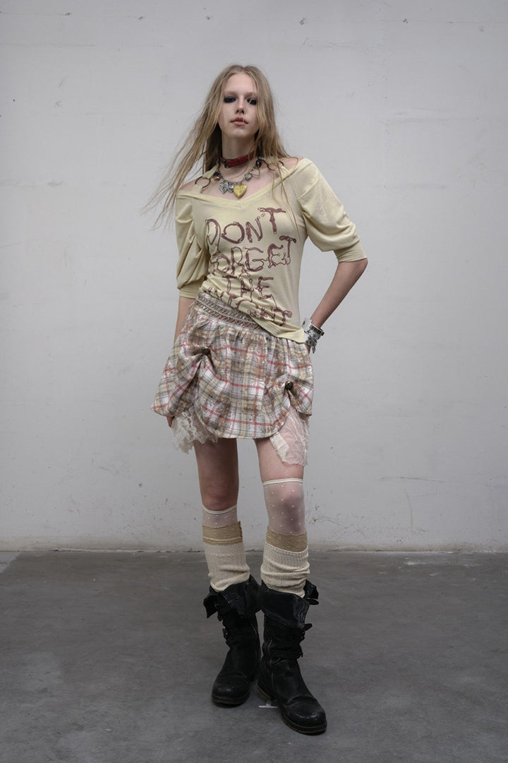 Plaid Lace Trim Skirt