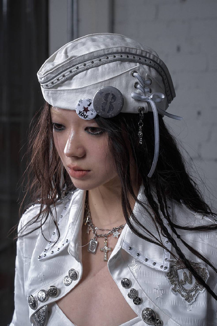 Crosslace Studded Cap