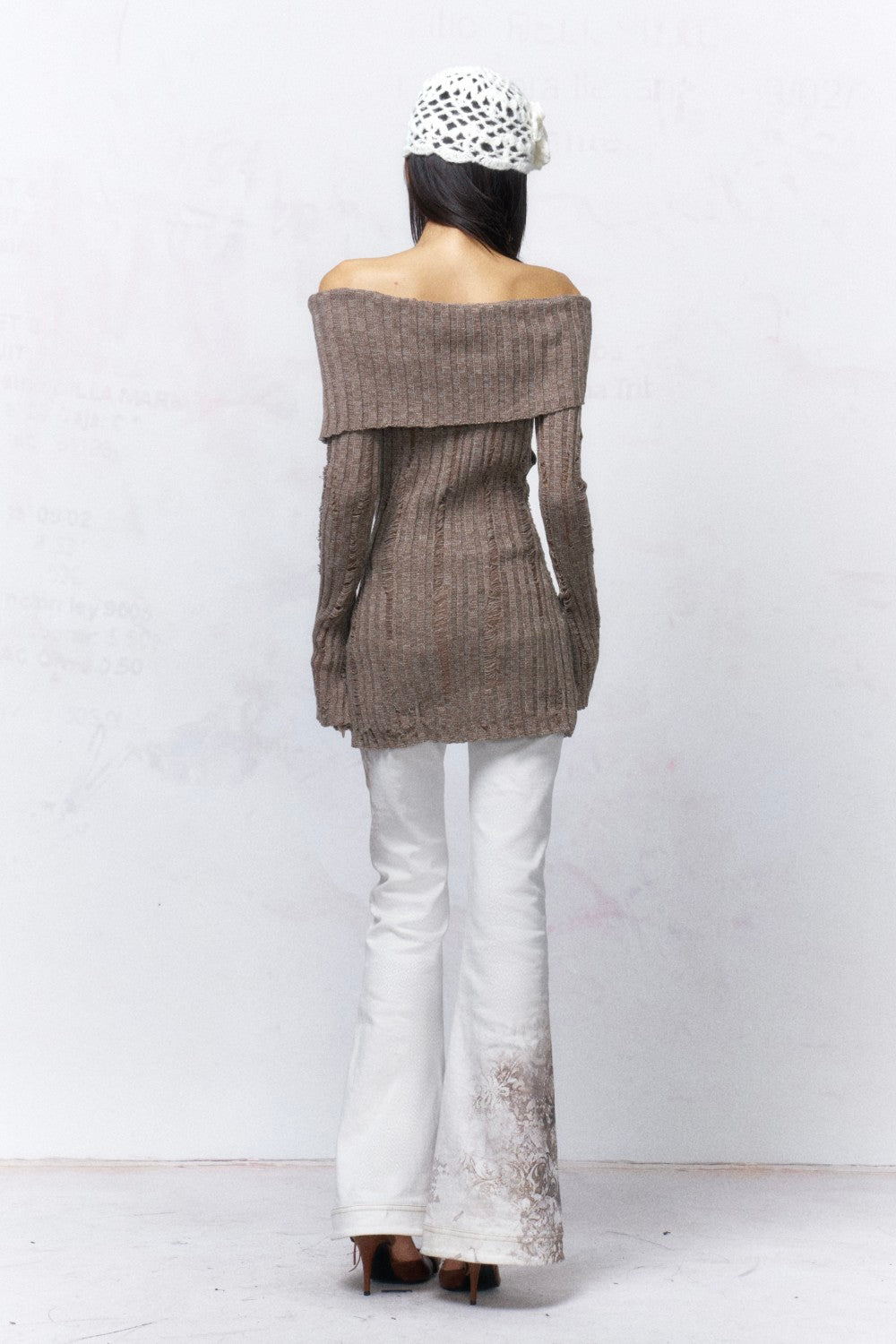 Vintage Ribbed Bardot Sweater
