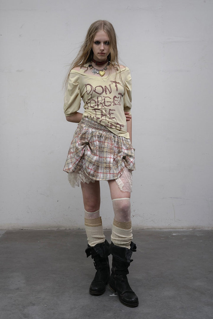 Plaid Lace Trim Skirt