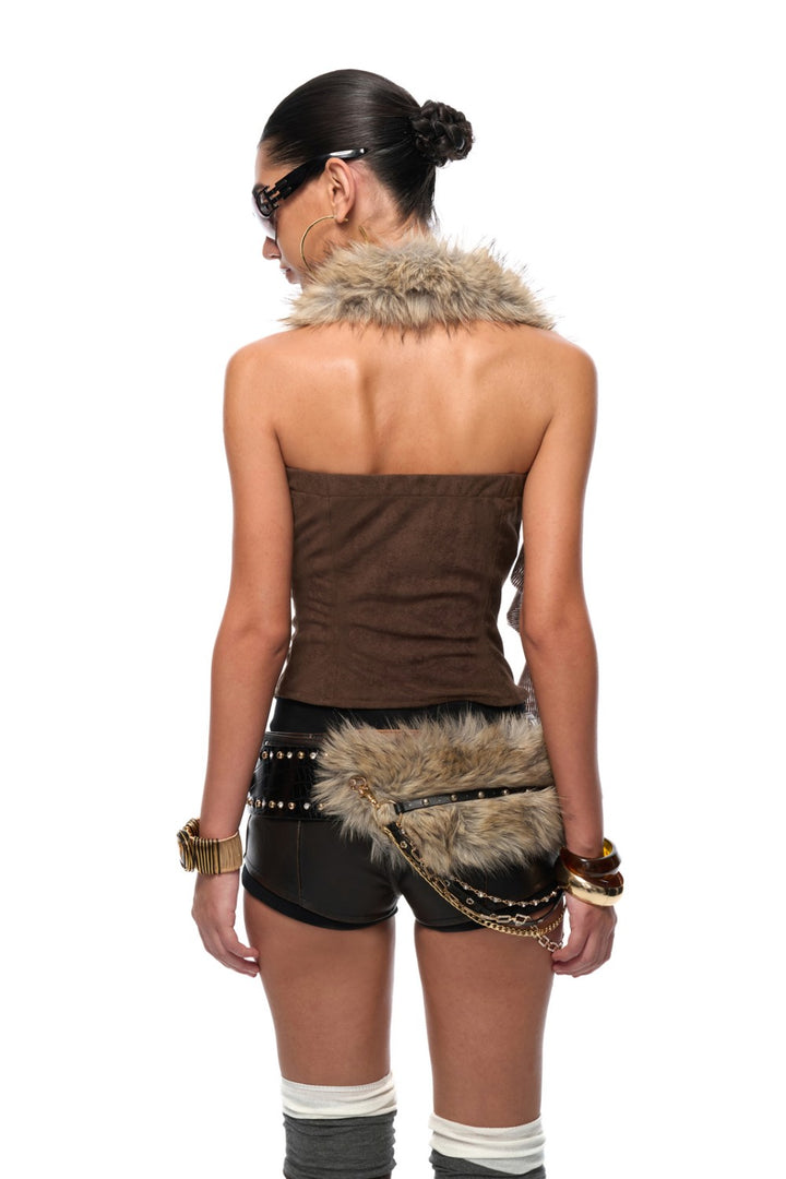 Suede Fur Halter Top
