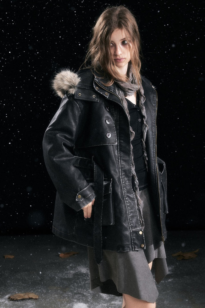 Astra Leather Parka Coat