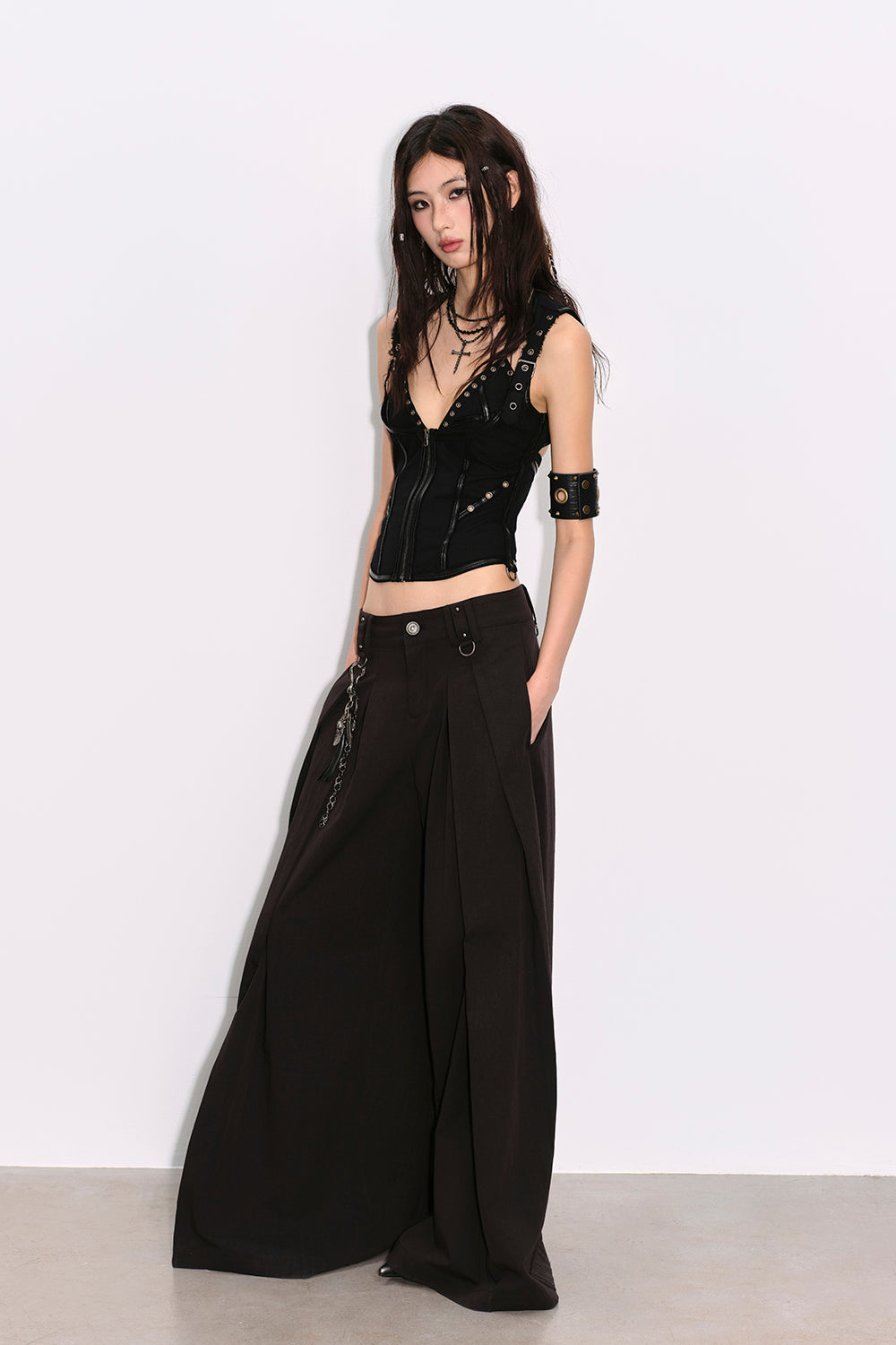 Eyelet Open-Back Zip Vest