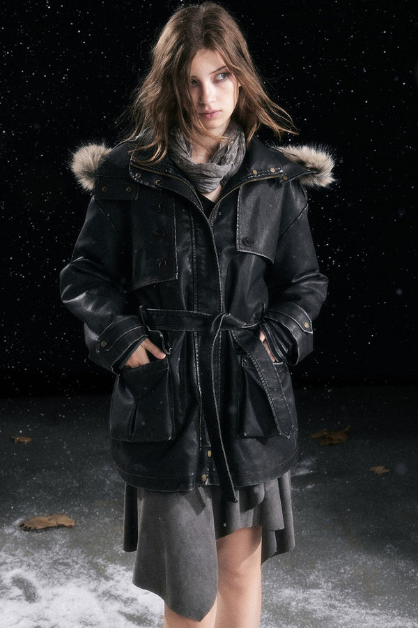 Astra Leather Parka Coat