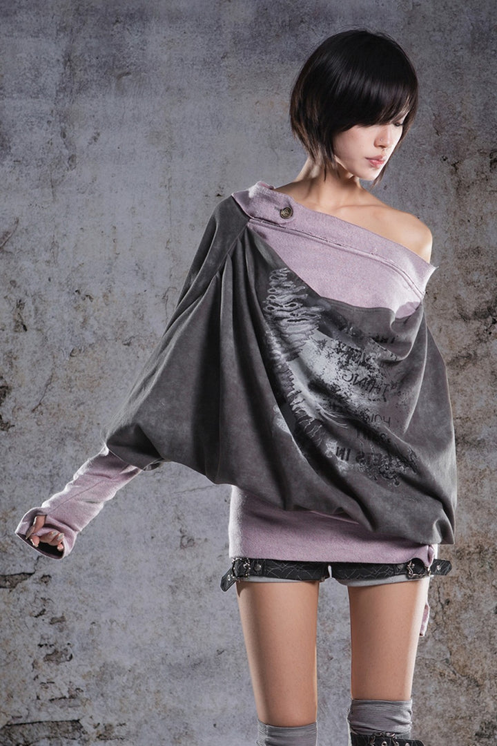 Layered Drape Batwing Shirt