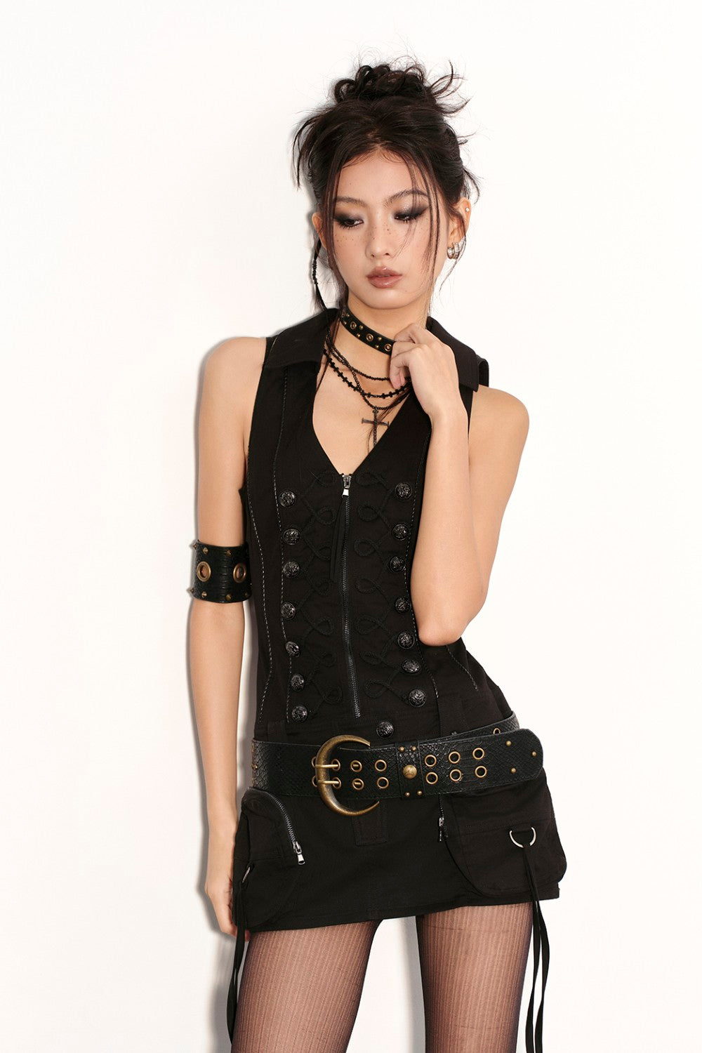 Snakeskin Studded Buckle Choker