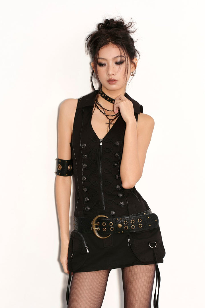 Snakeskin Studded Buckle Choker